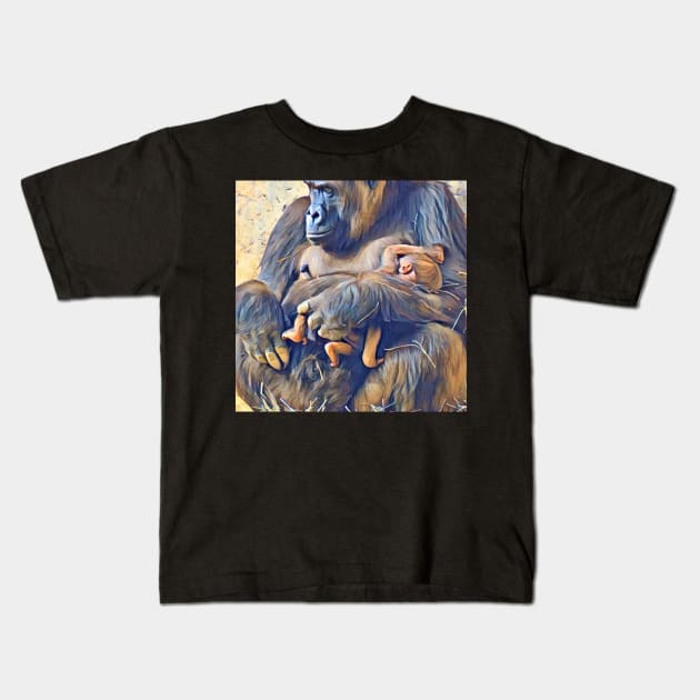 Western Lowland Gorilla and baby Kids T-Shirt by Sharonzoolady